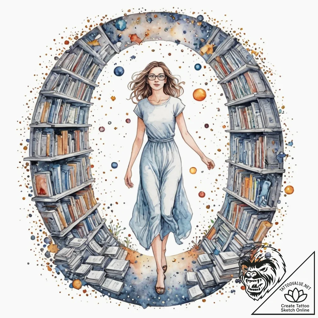 Tattoo sketch, librarian of the infinite arch... - tattoo sketch (№1752426950_0, 13.07.2025 17:15) — tattoovalue.net