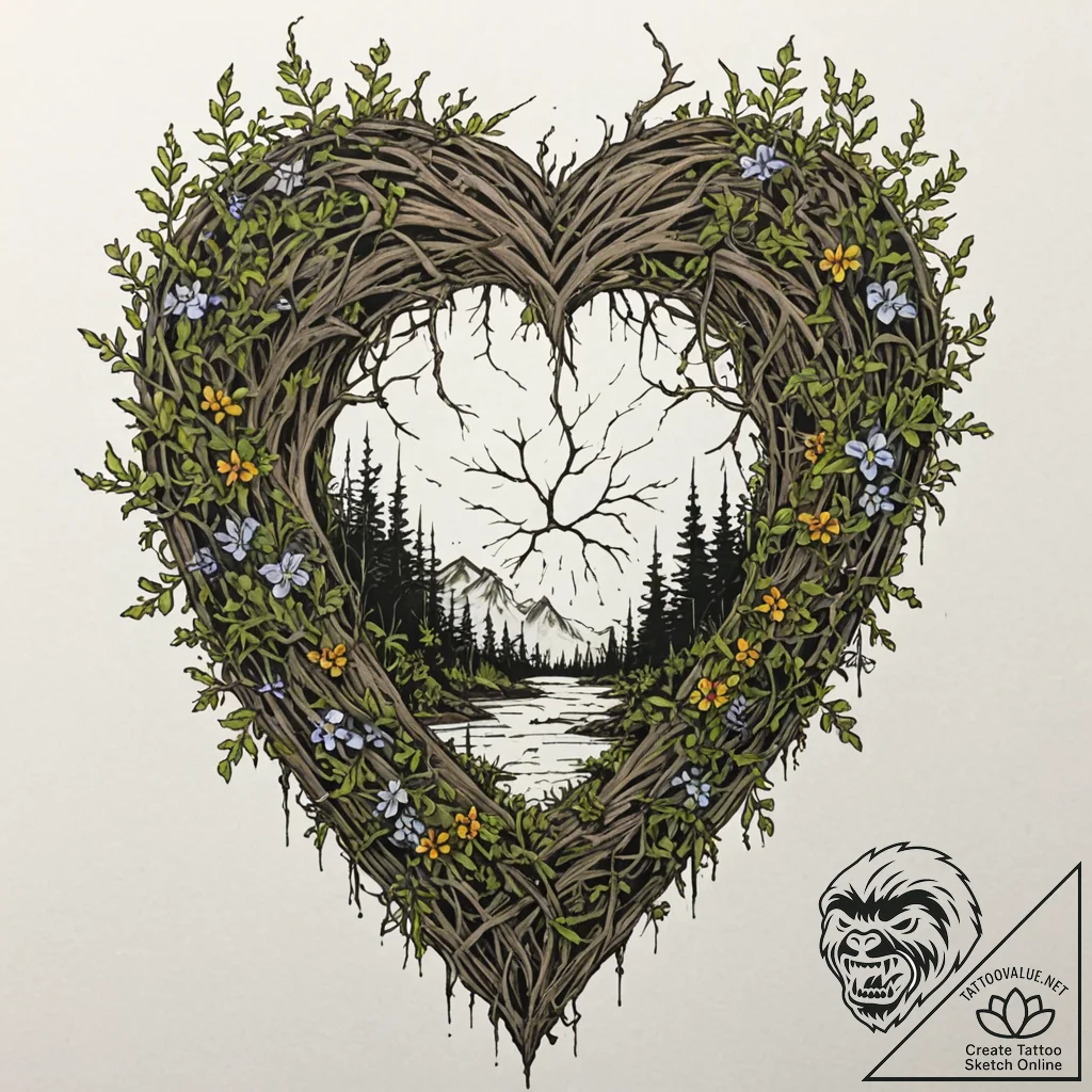 Tattoo sketch, shattered shield, regrown natu... - tattoo sketch (№1752427385_0, 13.07.2025 17:23) — tattoovalue.net