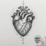 Tattoo sketch, holographic heartbeat, a shimm… – tattoo sketch (№1752427909_0, 13.07.2025 17:31) — tattoovalue.net
