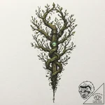 Tattoo sketch, urban druid’s staff, a gnarled… – tattoo sketch (№1752428170_0, 13.07.2025 17:36) — tattoovalue.net