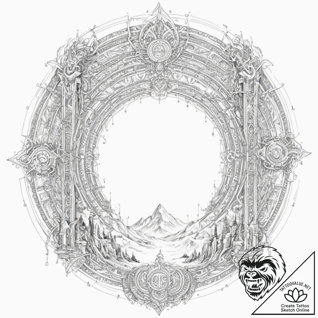 Tattoo sketch, valhalla gateway (digital), a... - tattoo sketch (№1752428343_0, 13.07.2025 17:39) — tattoovalue.net