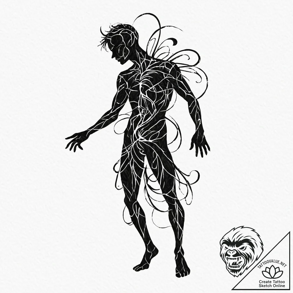 Tattoo sketch, living shadow puppet, a styliz... - tattoo sketch (№1752428901_0, 13.07.2025 17:48) — tattoovalue.net