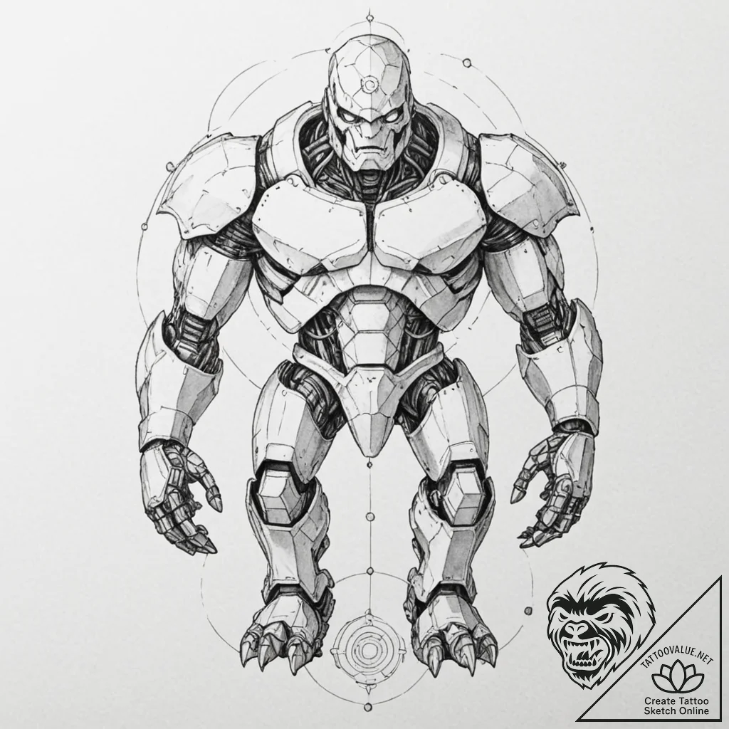 Tattoo sketch, prototype golem awakening, a m... - tattoo sketch (№1752429555_0, 13.07.2025 17:59) — tattoovalue.net