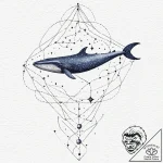 Tattoo sketch, blue whale swimming through a… – tattoo sketch (№1752429635_0, 13.07.2025 18:00) — tattoovalue.net