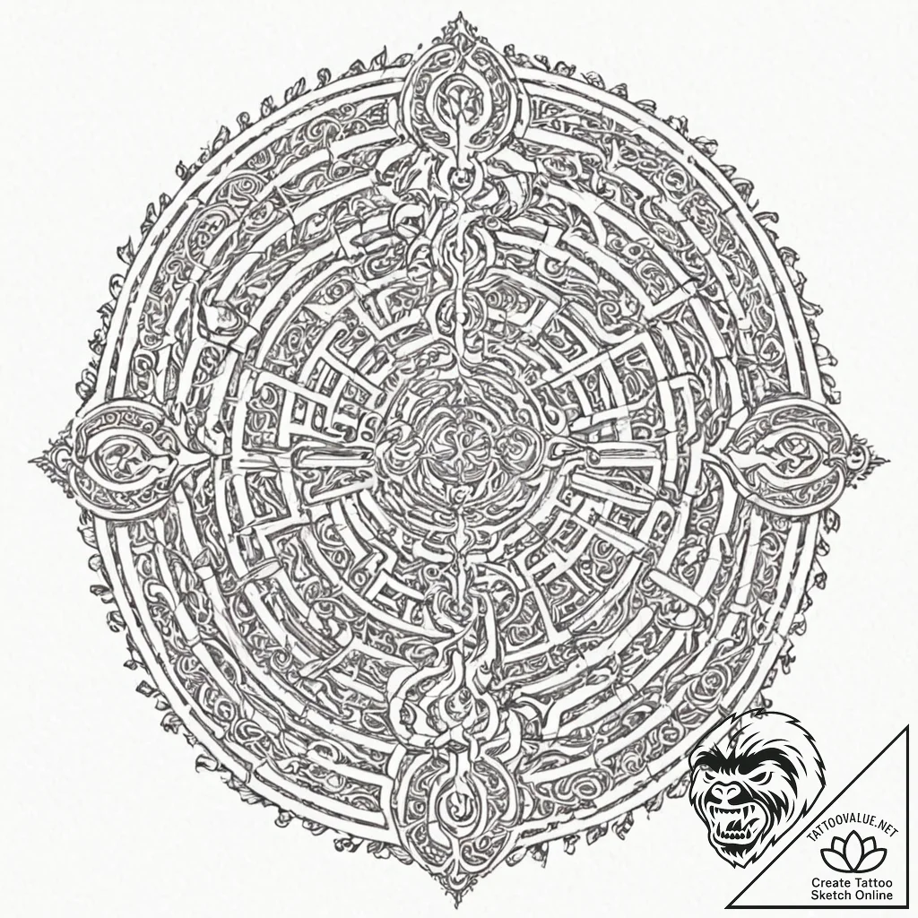 Tattoo sketch, luminous labyrinth of self, a... - tattoo sketch (№1752429718_0, 13.07.2025 18:01) — tattoovalue.net