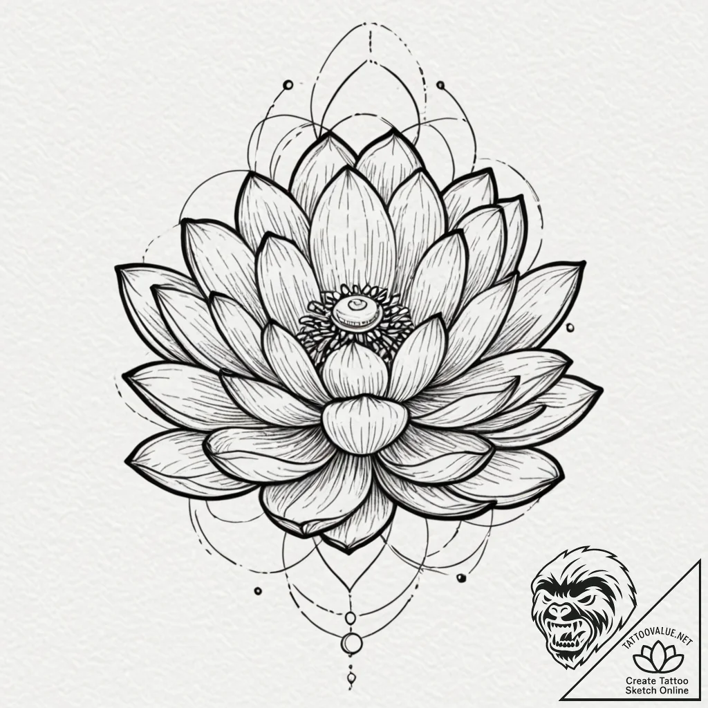 Tattoo sketch, data bloom lotus, a serene lot... - tattoo sketch (№1752429978_0, 13.07.2025 18:06) — tattoovalue.net
