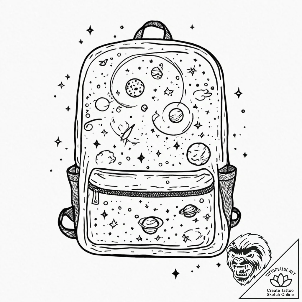 Tattoo sketch, philosopher's portable cosmos,... - tattoo sketch (№1752430324_0, 13.07.2025 18:12) — tattoovalue.net
