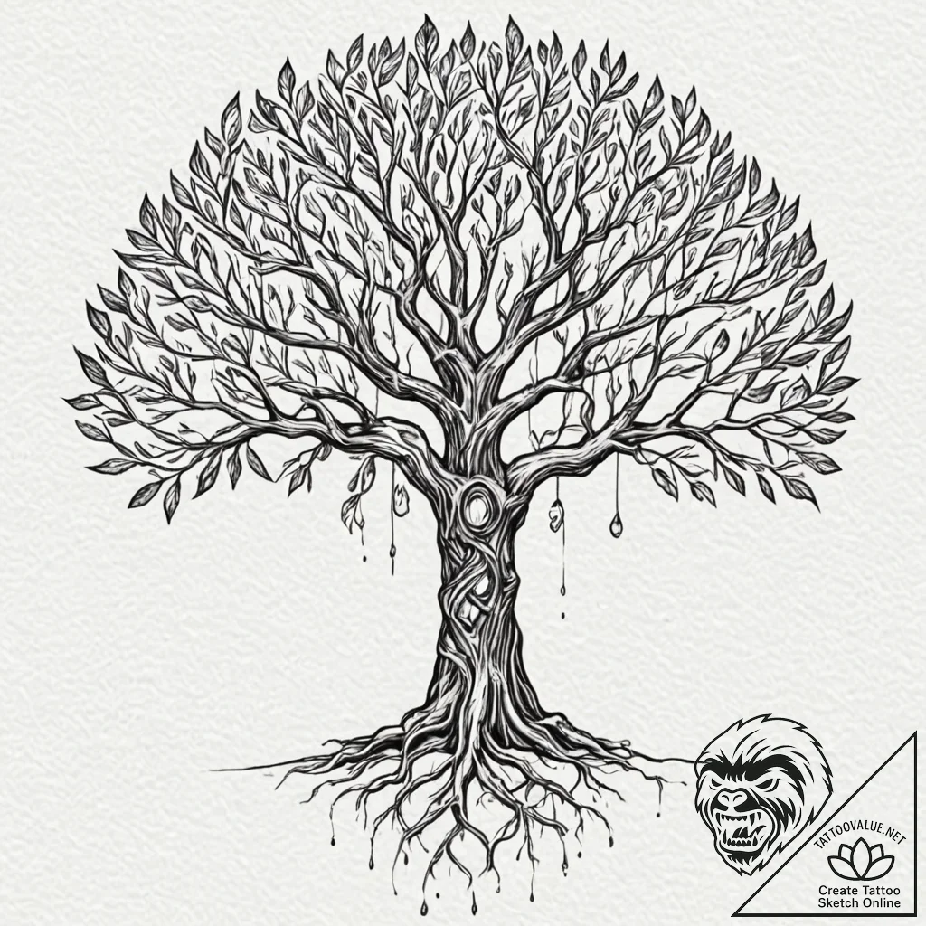 Tattoo sketch, silver tree of sentience, a ma... - tattoo sketch (№1752430497_0, 13.07.2025 18:14) — tattoovalue.net