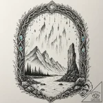 Tattoo sketch, mystical gateway, northern lig… – tattoo sketch (№1752431537_0, 13.07.2025 18:32) — tattoovalue.net