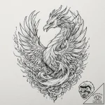 Tattoo sketch, cyber-phoenix: a majestic phoe… – tattoo sketch (№1752431624_0, 13.07.2025 18:33) — tattoovalue.net
