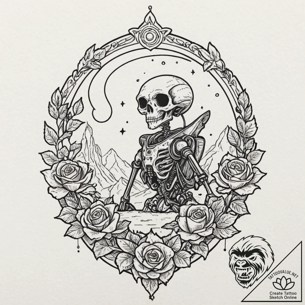 Tattoo sketch, lunar lander, alien bloom, a s... - tattoo sketch (№1752431795_0, 13.07.2025 18:36) — tattoovalue.net