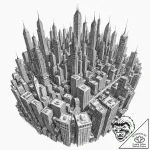 Tattoo sketch, zenith view, digital cityscape… – tattoo sketch (№1752432139_0, 13.07.2025 18:42) — tattoovalue.net