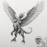 Tattoo sketch, guardian gryphon, cybernetic w… – tattoo sketch (№1752432308_0, 13.07.2025 18:45) — tattoovalue.net