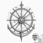 Tattoo sketch, yachtsman’s yoke, cosmic curre… – tattoo sketch (№1752432743_0, 13.07.2025 18:52) — tattoovalue.net