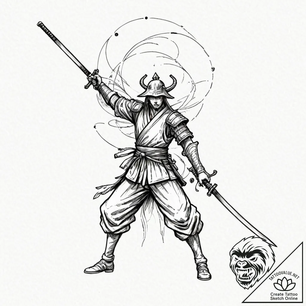 Tattoo sketch, spectral samurai, digital blad... - tattoo sketch (№1752433261_0, 13.07.2025 19:01) — tattoovalue.net