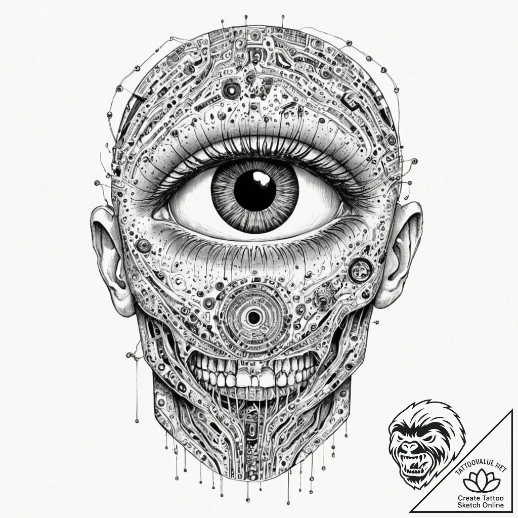 Tattoo sketch, x-ray gaze, truth revealed, a... - tattoo sketch (№1752433603_0, 13.07.2025 19:06) — tattoovalue.net