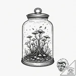 Tattoo sketch, bell jar containing a tiny, se… – tattoo sketch (№1752433688_0, 13.07.2025 19:08) — tattoovalue.net
