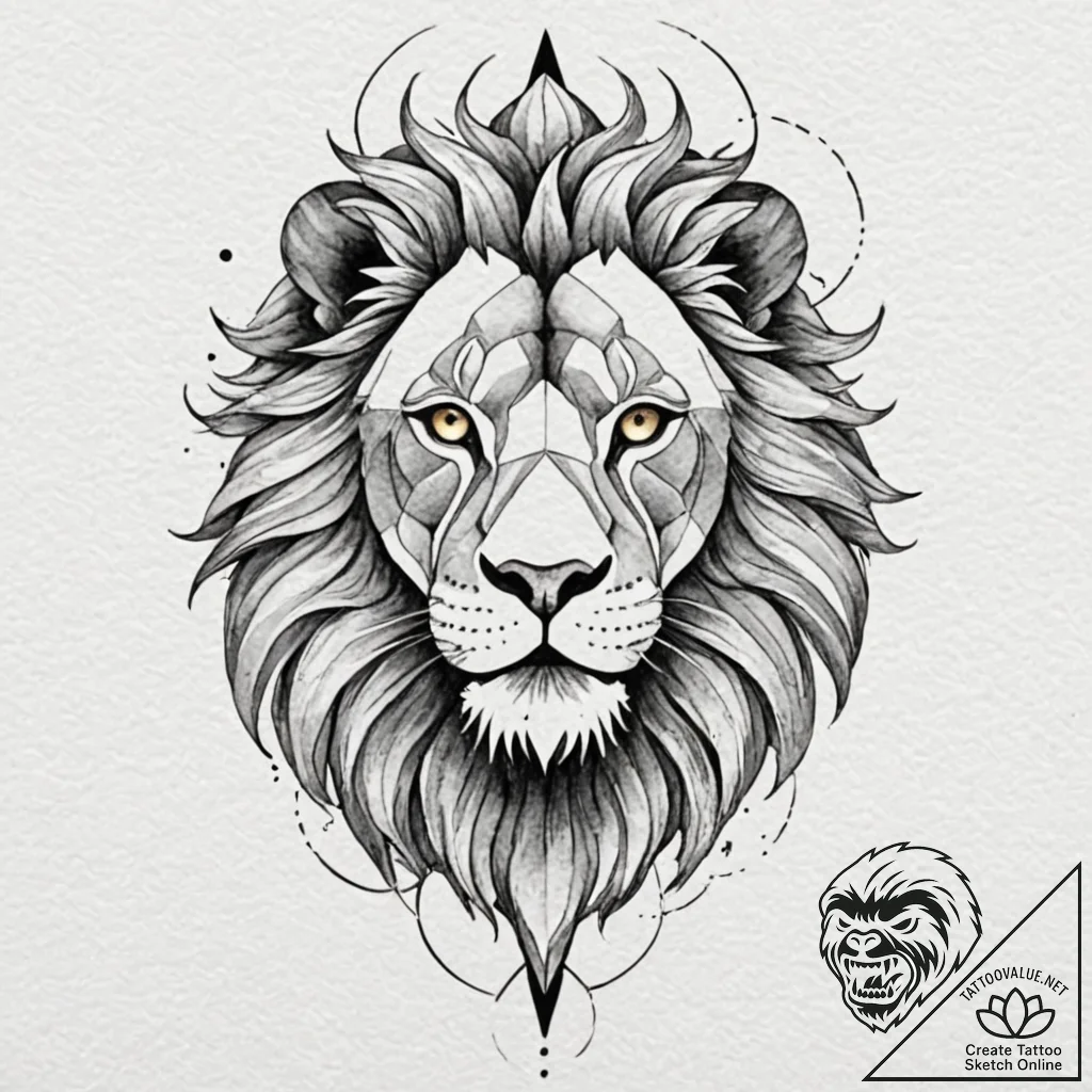 Tattoo sketch, geometric guardian lion, a pow... - tattoo sketch (№1752433948_0, 13.07.2025 19:12) — tattoovalue.net
