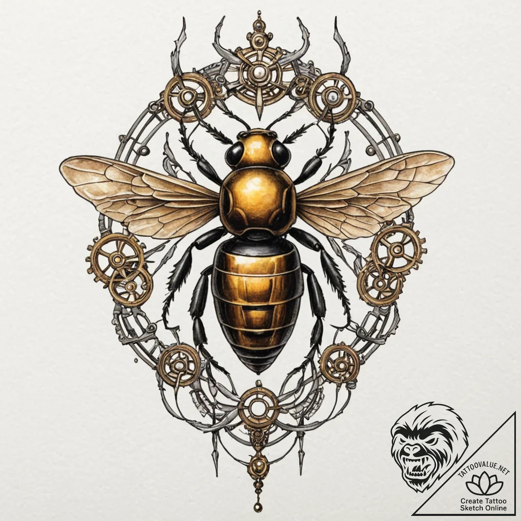 Tattoo sketch, industrialized insect, a delic... - tattoo sketch (№1752434038_0, 13.07.2025 19:13) — tattoovalue.net