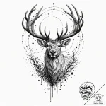 Tattoo sketch, leaping stag, cosmic antlers,… – tattoo sketch (№1752434211_0, 13.07.2025 19:16) — tattoovalue.net