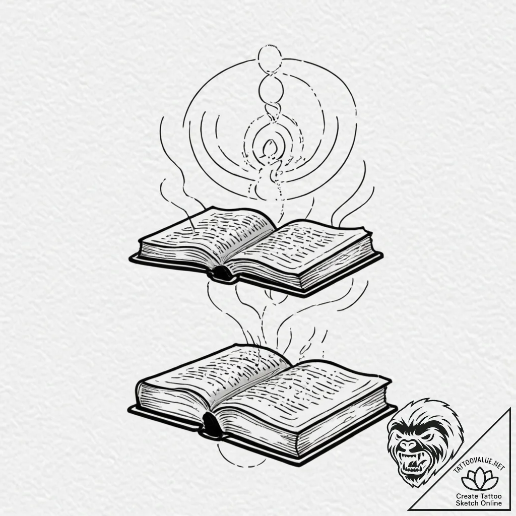 Tattoo sketch, levitation of wisdom, a glowin... - tattoo sketch (№1752434471_0, 13.07.2025 19:21) — tattoovalue.net