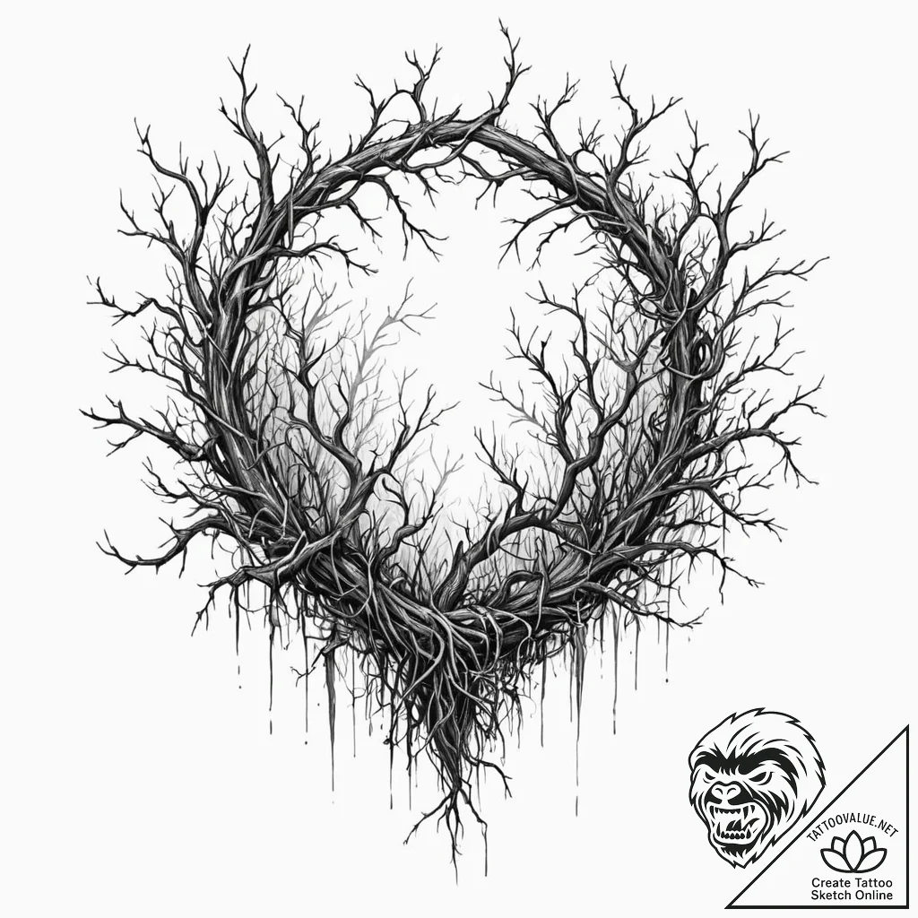 Tattoo sketch, nature's firewall, a dense, im... - tattoo sketch (№1752435771_0, 13.07.2025 19:42) — tattoovalue.net