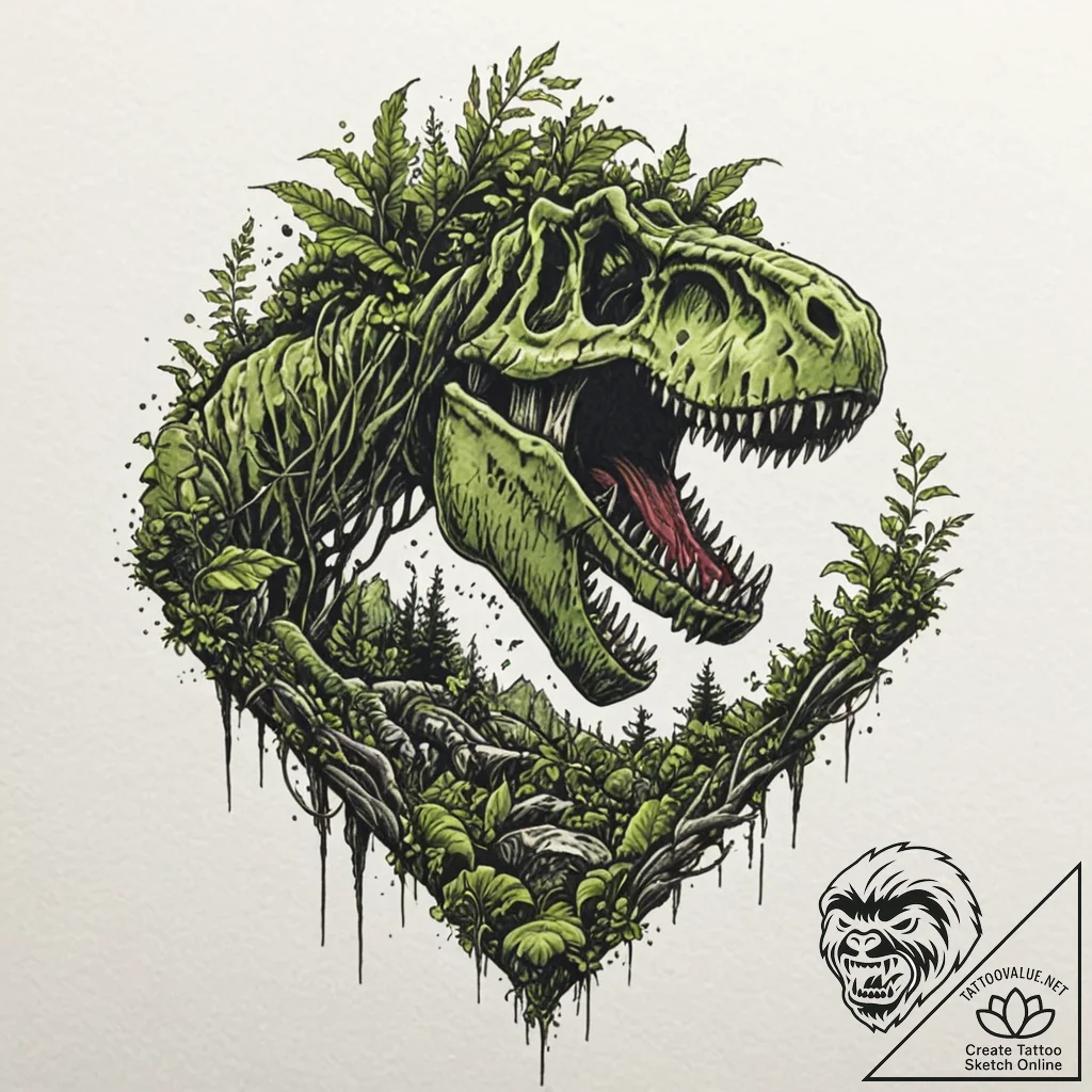 Tattoo sketch, jurassic park, reclaimed by co... - tattoo sketch (№1752435860_0, 13.07.2025 19:44) — tattoovalue.net