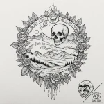 Tattoo sketch, landscape of linguistic flow,… – tattoo sketch (№1752436734_0, 13.07.2025 19:58) — tattoovalue.net