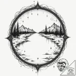 Tattoo sketch, broken mirror reflecting a dis… – tattoo sketch (№1752436820_0, 13.07.2025 20:00) — tattoovalue.net