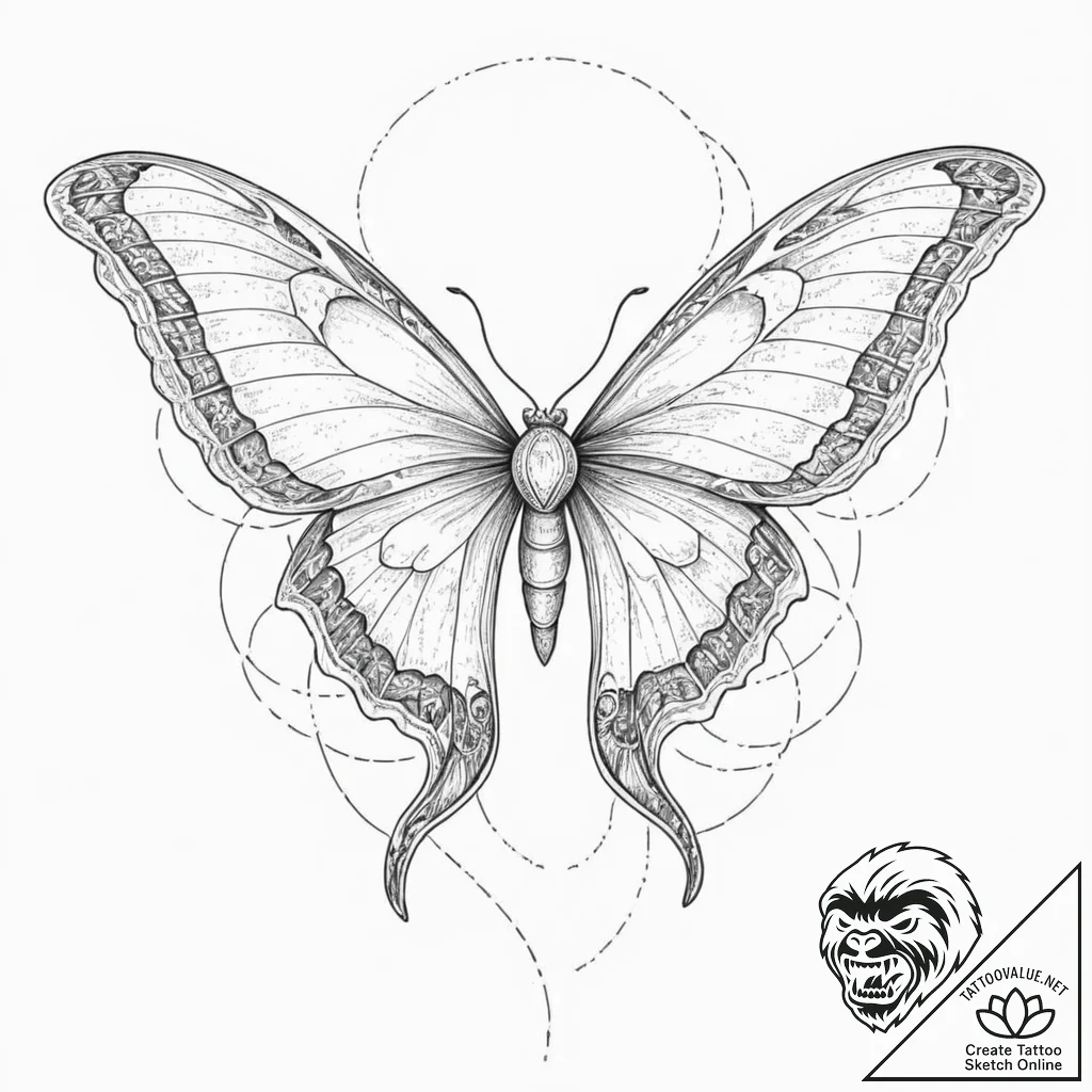 Tattoo sketch, luna moth, data pattern wings,... - tattoo sketch (№1752436991_0, 13.07.2025 20:03) — tattoovalue.net