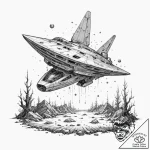 Tattoo sketch, starship graveyard, cosmic blo… – tattoo sketch (№1752437166_0, 13.07.2025 20:06) — tattoovalue.net