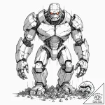 Tattoo sketch, glitch art golem, a massive, p… – tattoo sketch (№1752437338_0, 13.07.2025 20:08) — tattoovalue.net