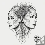 Tattoo sketch, joining of minds (neural netwo… – tattoo sketch (№1752437686_0, 13.07.2025 20:14) — tattoovalue.net