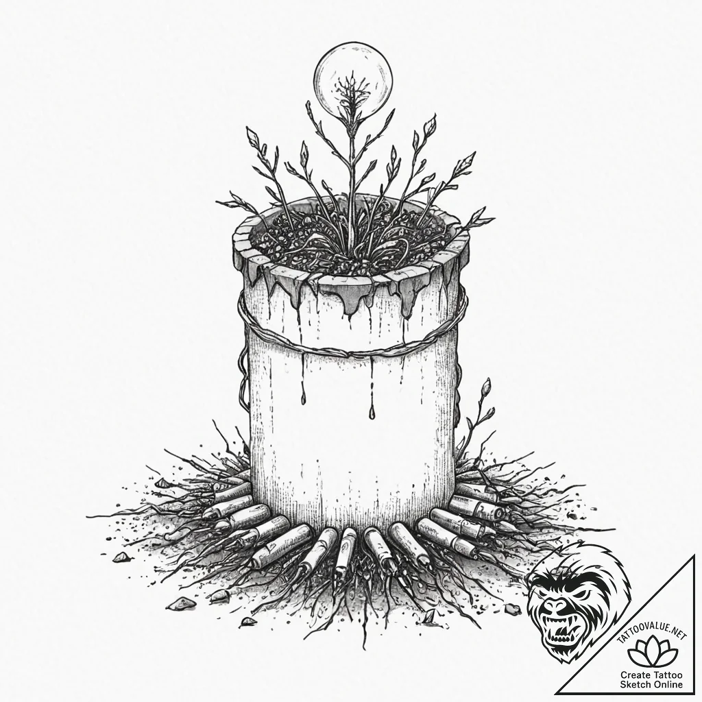 Tattoo sketch, time capsule seed, a single, g... - tattoo sketch (№1752437858_0, 13.07.2025 20:17) — tattoovalue.net
