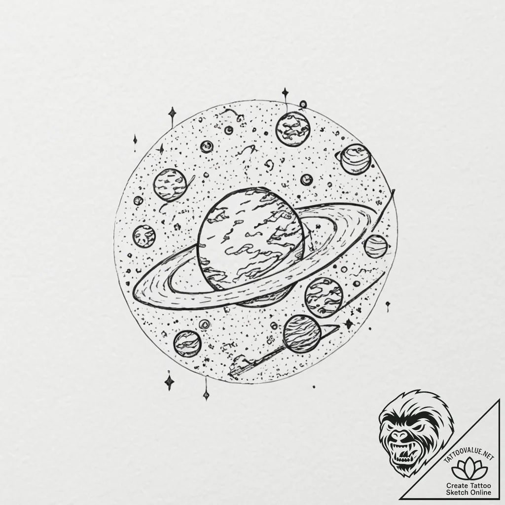 Tattoo sketch, desktop planet, a small, perfe... - tattoo sketch (№1752438032_0, 13.07.2025 20:20) — tattoovalue.net
