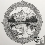 **tattoo sketch, valley of quiet reflections… – tattoo sketch (№1752438119_0, 13.07.2025 20:21) — tattoovalue.net