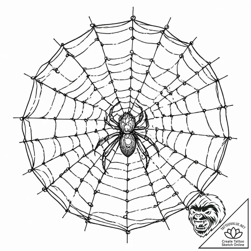 Tattoo sketch, orb weaver's digital web, a de... - tattoo sketch (№1752438208_0, 13.07.2025 20:23) — tattoovalue.net