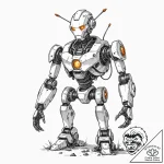 Tattoo sketch, wounded robot, healing energy,… – tattoo sketch (№1752438554_0, 13.07.2025 20:29) — tattoovalue.net