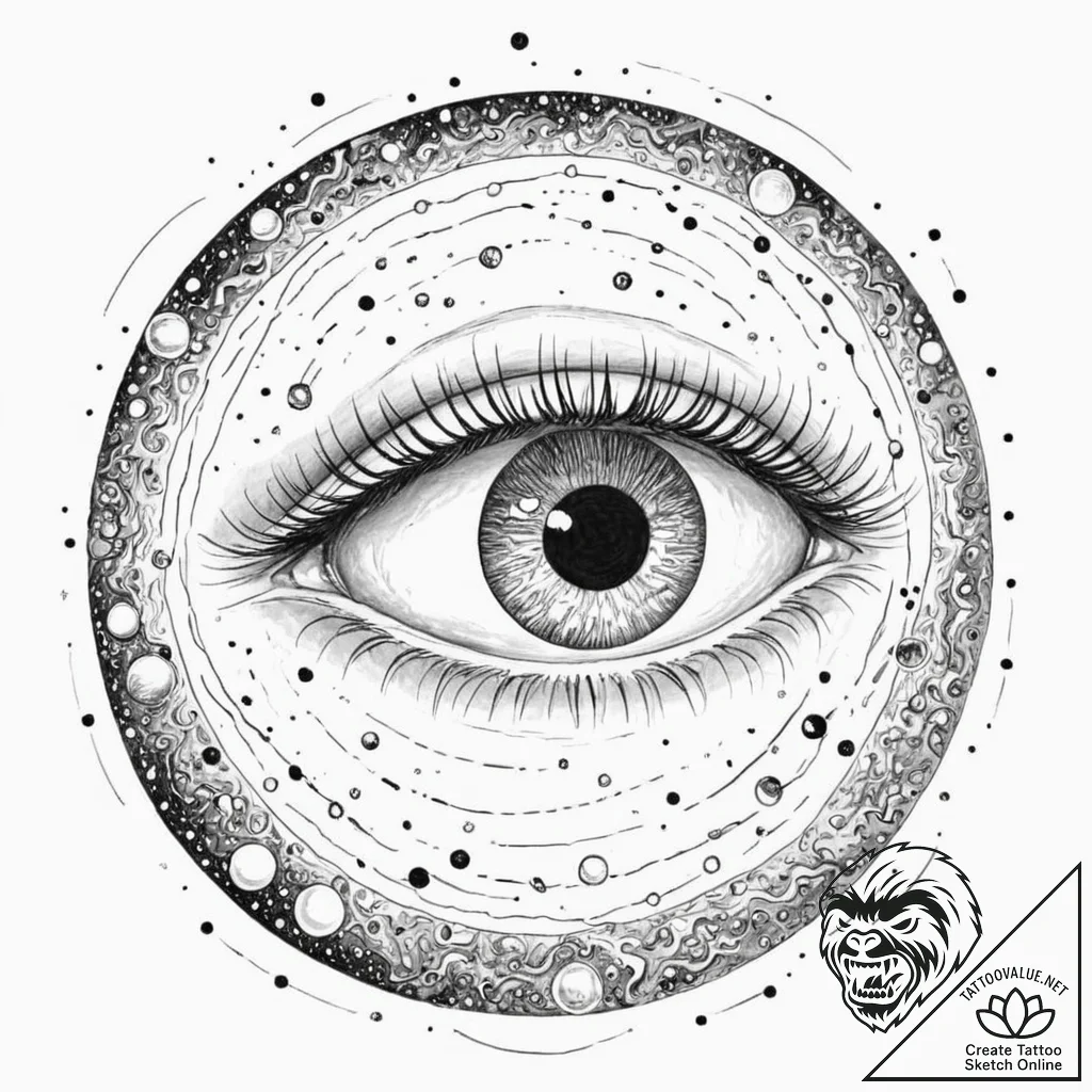 Tattoo sketch, universal gaze of the observer... - tattoo sketch (№1752438727_0, 13.07.2025 20:32) — tattoovalue.net