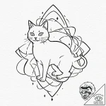 Tattoo sketch, quantum cat, shifting reality,… – tattoo sketch (№1752438810_0, 13.07.2025 20:33) — tattoovalue.net