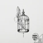 Tattoo sketch, birdcage, open, with a single,… – tattoo sketch (№1752438898_0, 13.07.2025 20:34) — tattoovalue.net