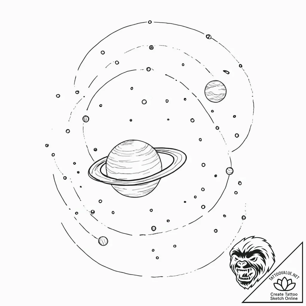 Tattoo sketch, wandering planet, homebound li... - tattoo sketch (№1752439074_0, 13.07.2025 20:37) — tattoovalue.net