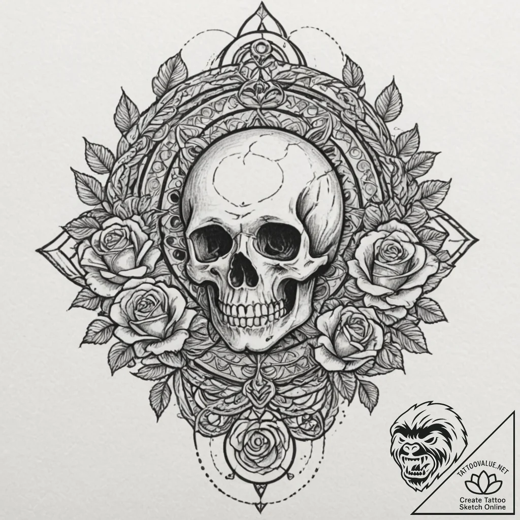 Tattoo sketch, navel of the universe, a styli... - tattoo sketch (№1752439830_0, 13.07.2025 20:50) — tattoovalue.net