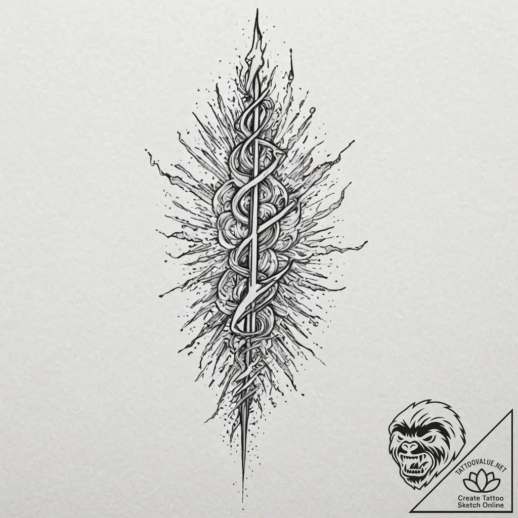 Tattoo sketch, lightning rod of ideas, a tall... - tattoo sketch (№1752440315_0, 13.07.2025 20:58) — tattoovalue.net
