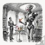 Tattoo sketch, baroque-style robot butler ser… – tattoo sketch (№1752440486_0, 13.07.2025 21:01) — tattoovalue.net