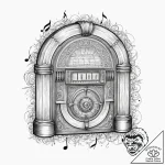 Tattoo sketch, jukebox of epochs, a classic v… – tattoo sketch (№1752440656_0, 13.07.2025 21:04) — tattoovalue.net