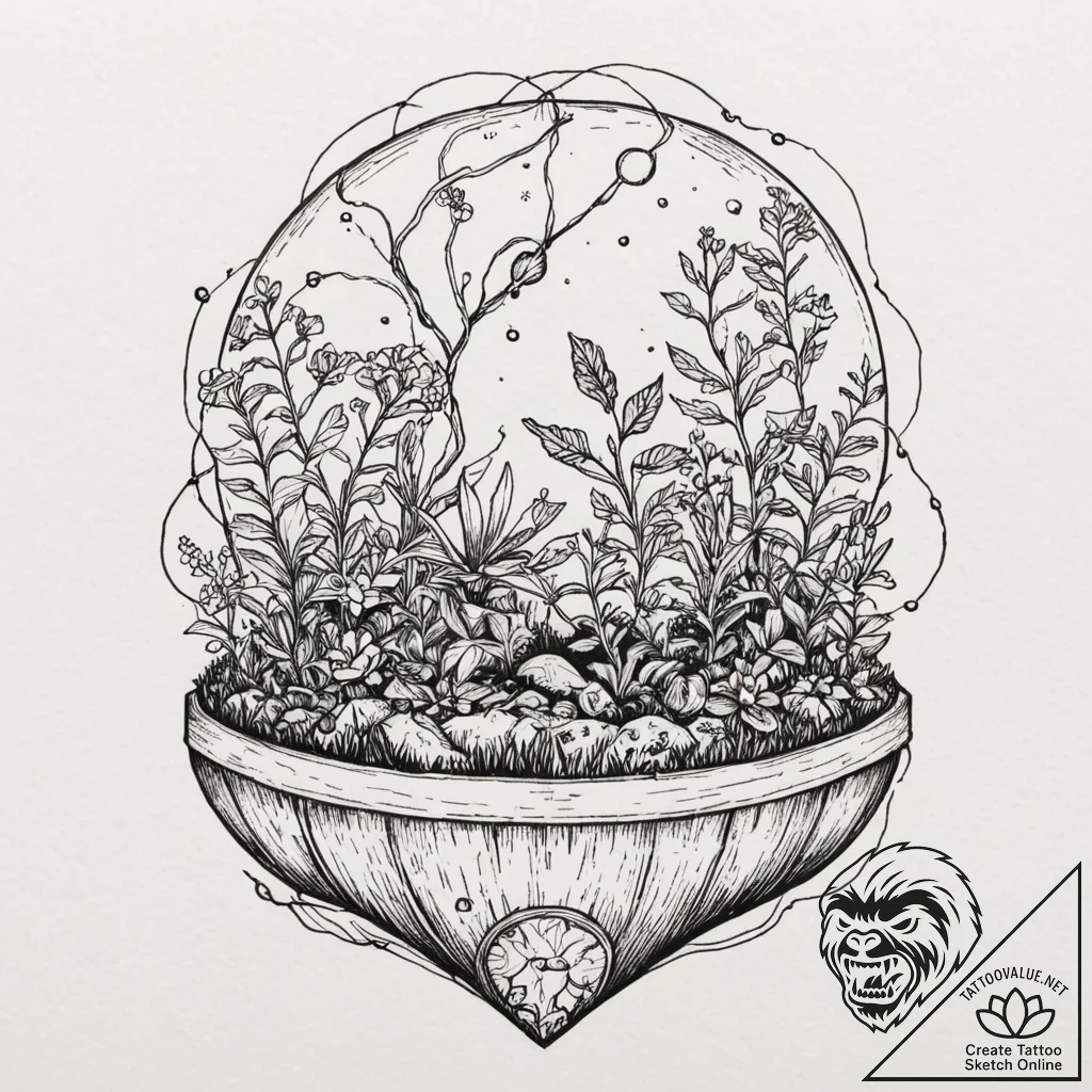 Tattoo sketch, electric ecosystem, a lush, vi... - tattoo sketch (№1752441254_0, 13.07.2025 21:14) — tattoovalue.net