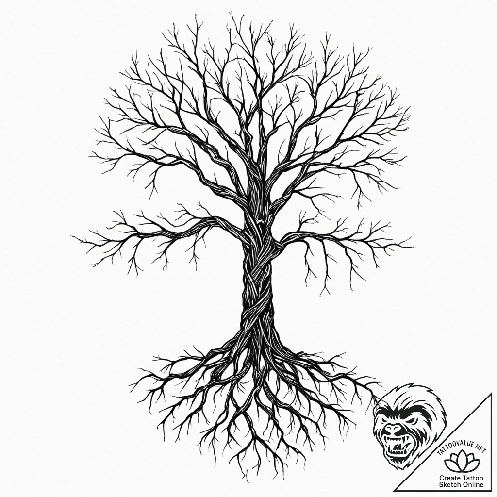 Tattoo sketch, rhizome network of rebirth, an... - tattoo sketch (№1752441424_0, 13.07.2025 21:17) — tattoovalue.net