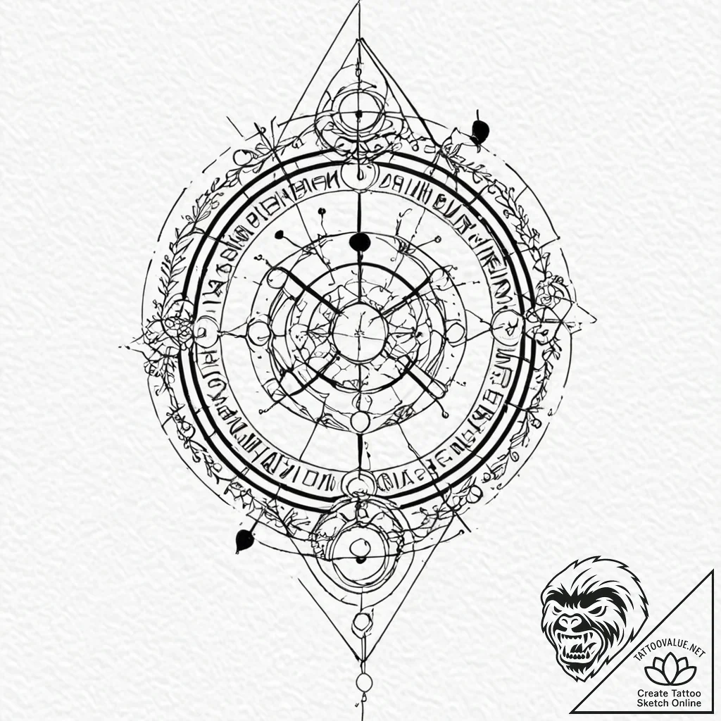 Tattoo sketch, zodiac sign, quantum entangled... - tattoo sketch (№1752441679_0, 13.07.2025 21:21) — tattoovalue.net