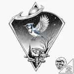 Tattoo sketch, blue jay perched on a rusted,… – tattoo sketch (№1752441762_0, 13.07.2025 21:22) — tattoovalue.net